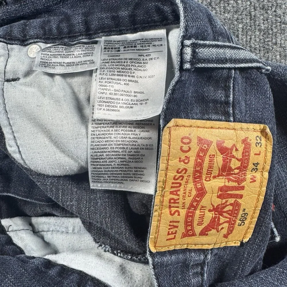 Levi’s Men’s 569 Loose Straight Fit Blue Jeans 34x32 Fade Faded